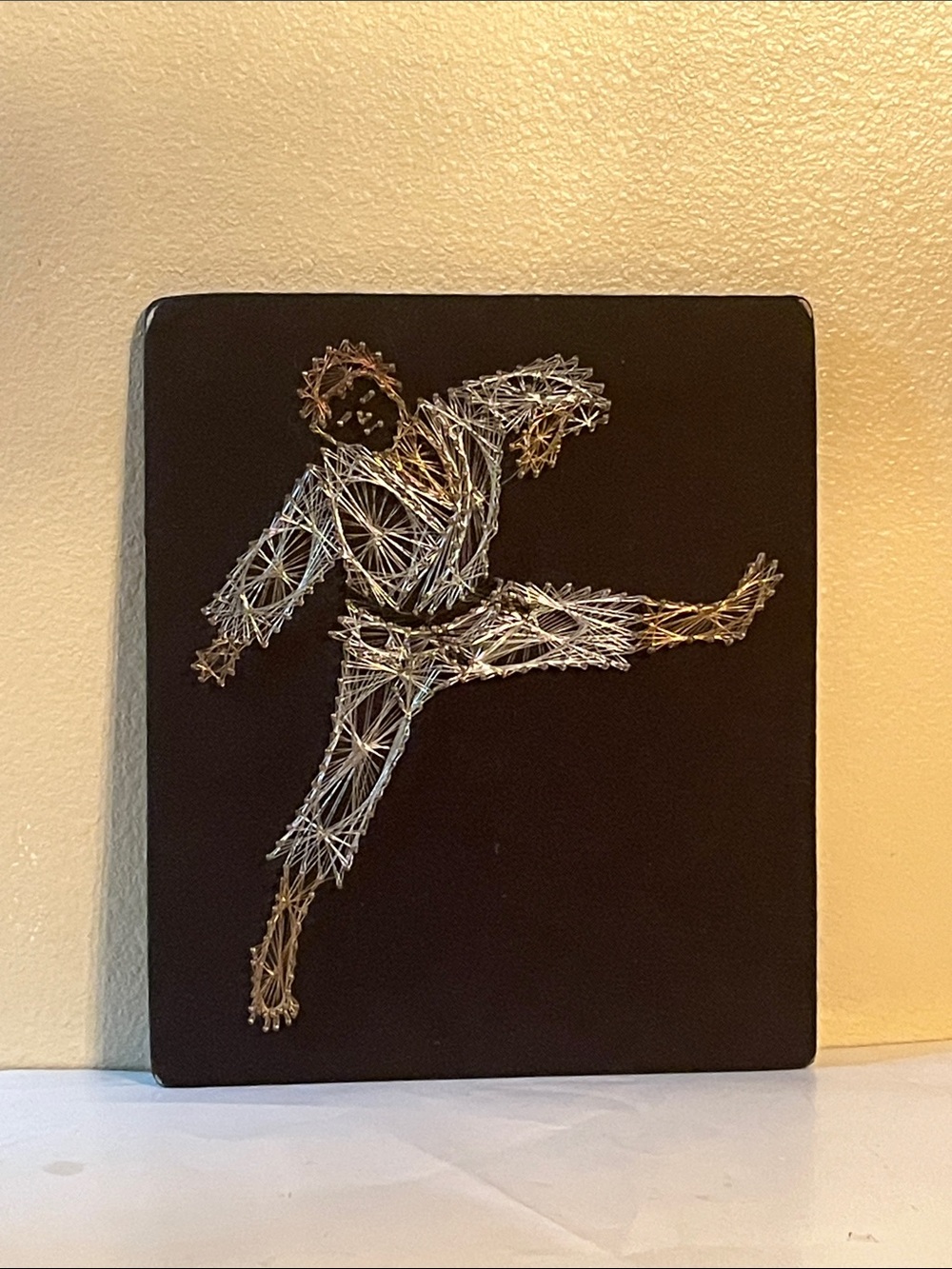 Vintage 1980 martial arts string art wall hanging. John L Newman Junior.